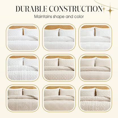 3-Piece Cutwork Tufted Bedding Set