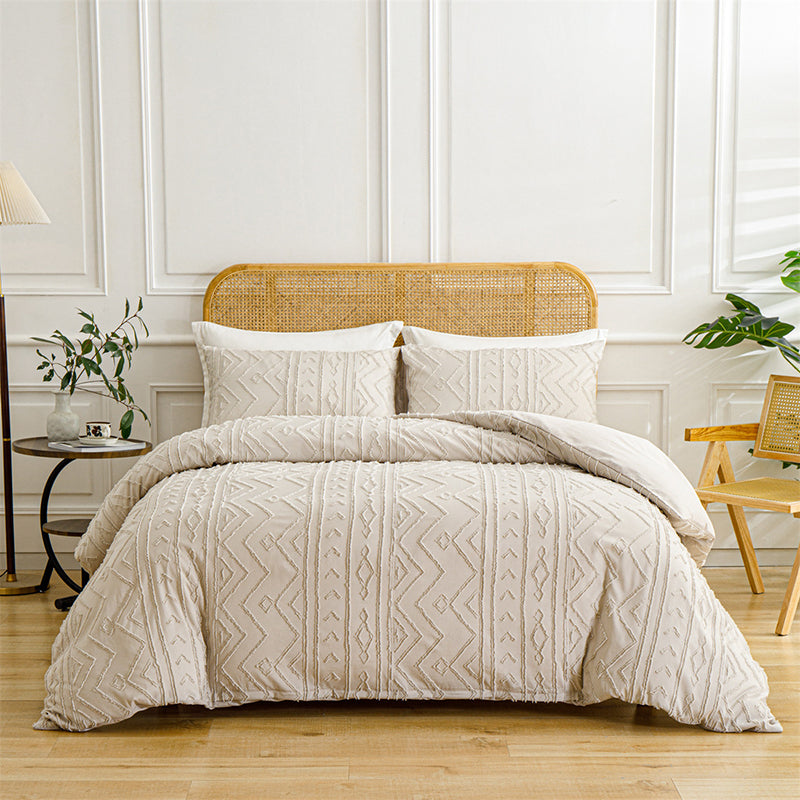 3-Piece Cutwork Tufted Bedding Set