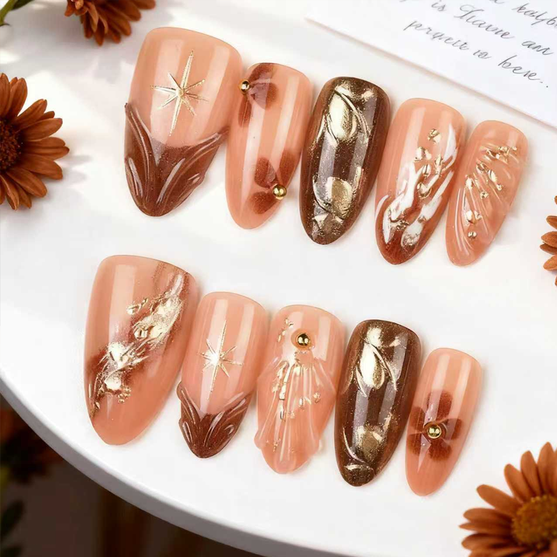 💥30 PCS Handcrafted Almond Press-On Nails Set💅