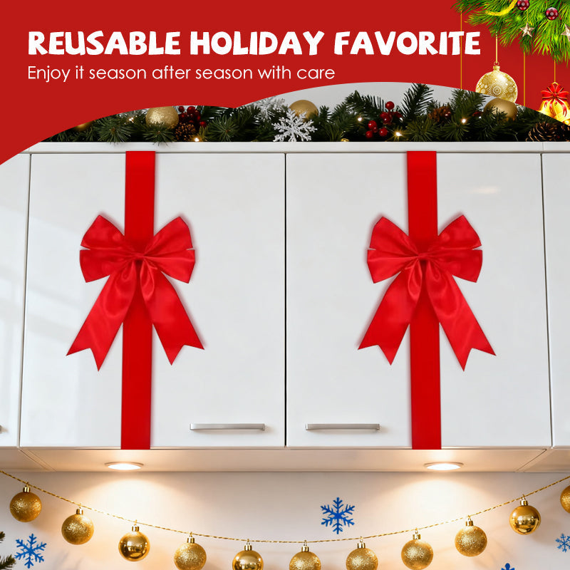 Large Christmas Cabinet Door Ribbon Bow