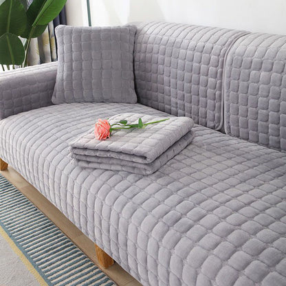 Winter Non-Slip Thick Plush Sofa Cover