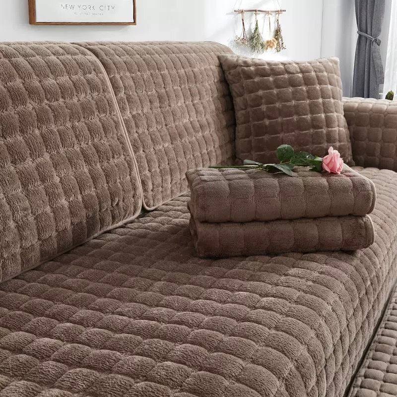 Winter Non-Slip Thick Plush Sofa Cover