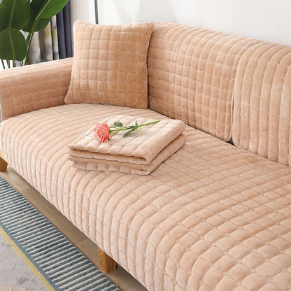 Winter Non-Slip Thick Plush Sofa Cover