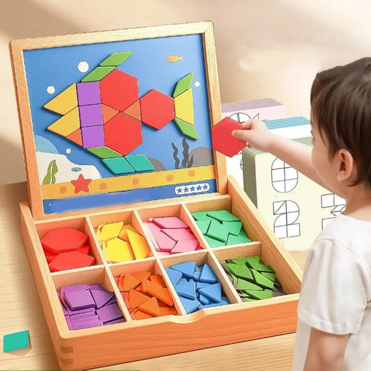 💥Wooden Magnetic Pattern Block Puzzle Set