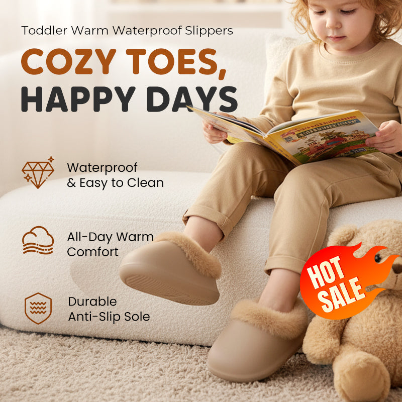 Toddler Warm Waterproof Anti-Slip Full-Heel Slippers