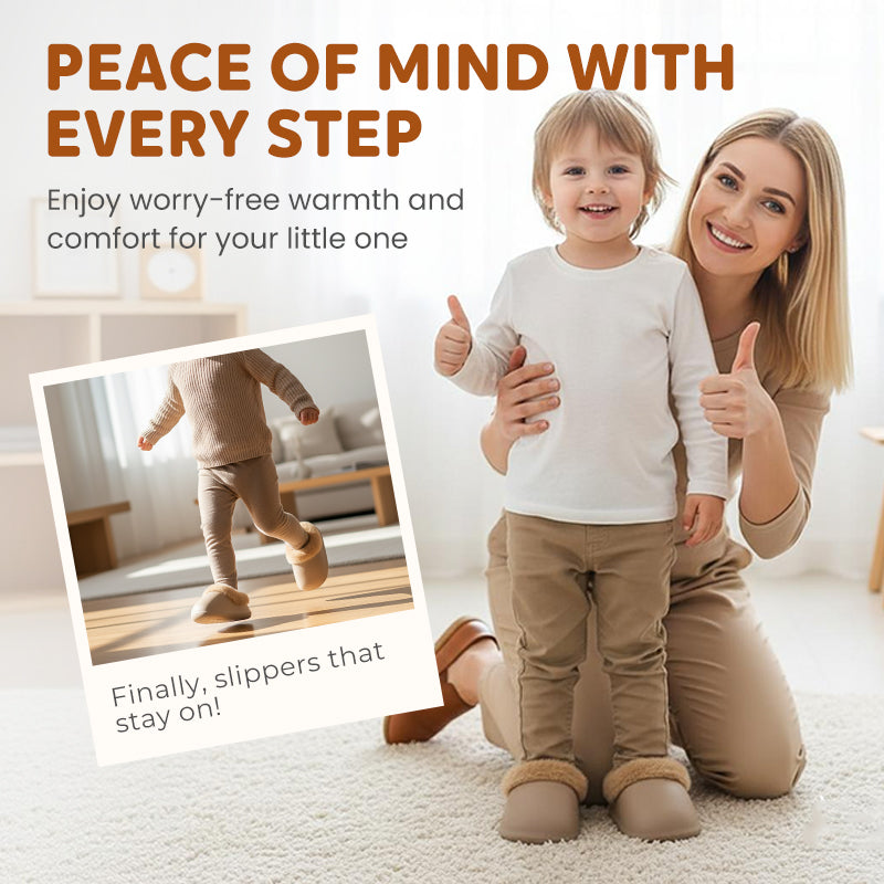 Toddler Warm Waterproof Anti-Slip Full-Heel Slippers