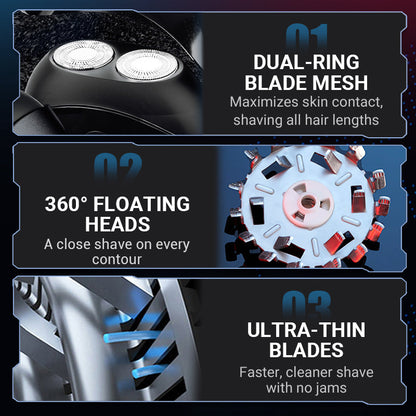 ✨ Portable Multifunctional Electric Shaver – Dual ring blades, IPX4 waterproof and compact UFO design 🪒⚡