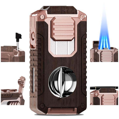 5-in-1 Refillable Cigar Torch Lighter with Cutter