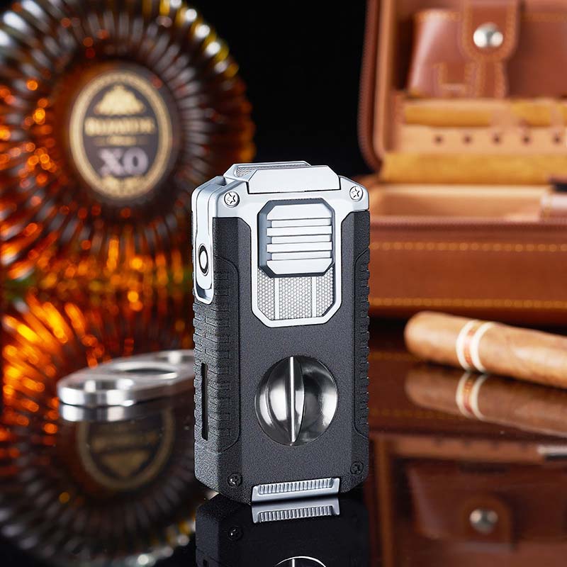 5-in-1 Refillable Cigar Torch Lighter with Cutter