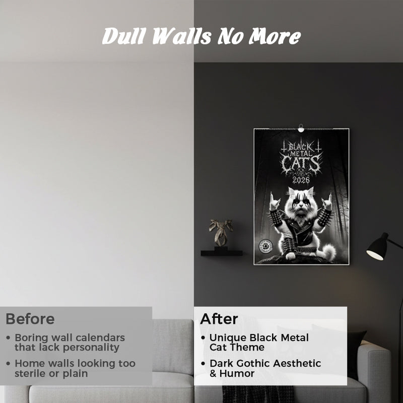 Black Metal Cat Calendar 2026