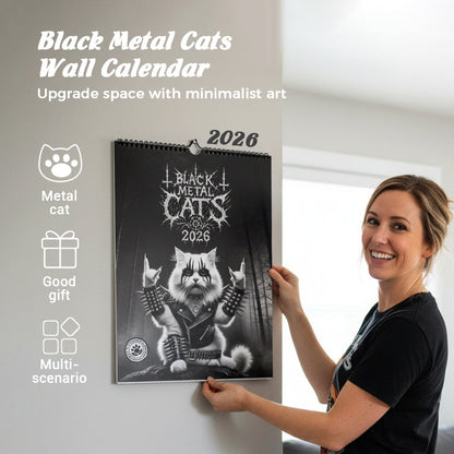 Black Metal Cat Calendar 2026