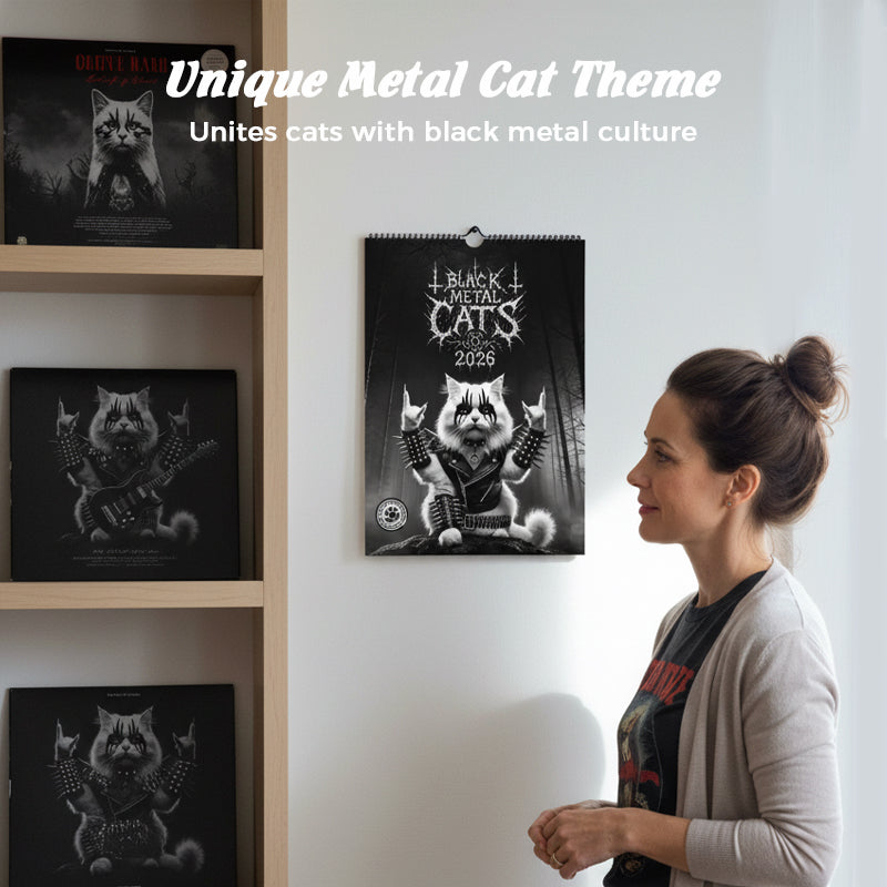 Black Metal Cat Calendar 2026