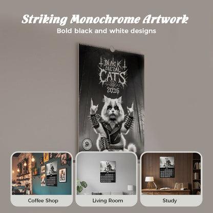 Black Metal Cat Calendar 2026