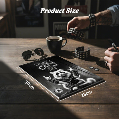 Black Metal Cat Calendar 2026