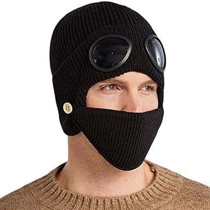 3-in-1 Unisex Knitted Goggles Beanie