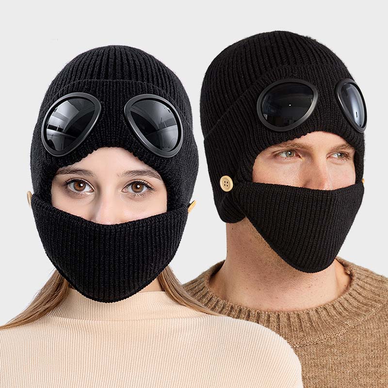 3-in-1 Unisex Knitted Goggles Beanie