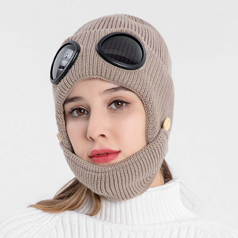 3-in-1 Unisex Knitted Goggles Beanie