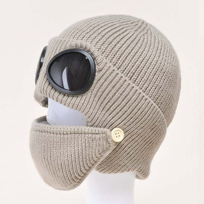 3-in-1 Unisex Knitted Goggles Beanie