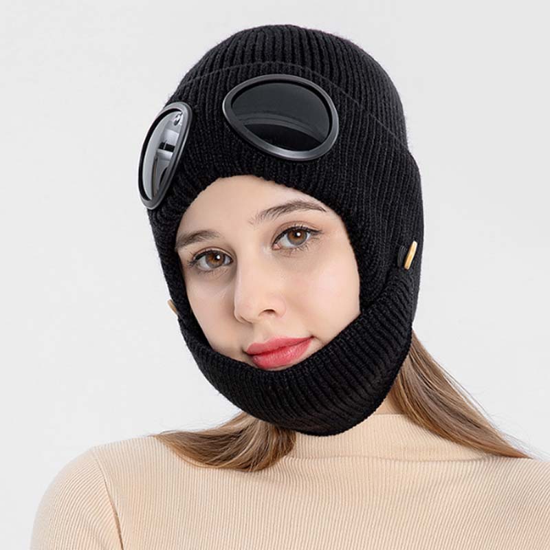 3-in-1 Unisex Knitted Goggles Beanie