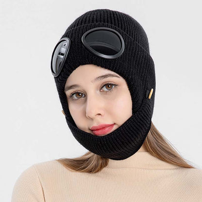 3-in-1 Unisex Knitted Goggles Beanie