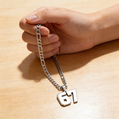 🔥Hot Sale✨ 67 Number Pendant Necklace – Fashion Statement Piece, 925 Sterling Silver & Gift Box 💎🎁