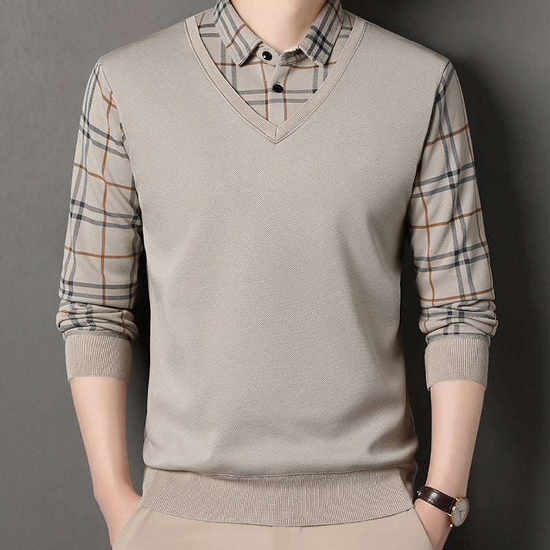 💖Men's Layered Style Long Sleeve Top