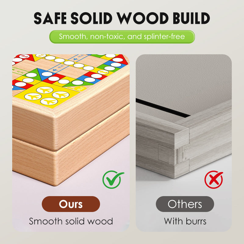 💖5-in-1 Foldable Wooden Board Game Set 