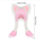 Plush Cat Ear Winter Hat with Braided Pigtails