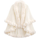 Women's Double-Layer Knit Shawl with Plush Trim