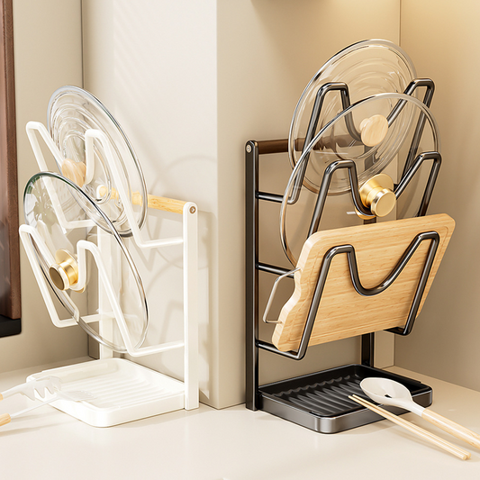 Kitchen Pot Lid and Cutting Board Organizer Rack