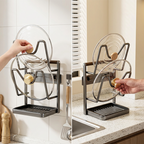 Kitchen Pot Lid and Cutting Board Organizer Rack