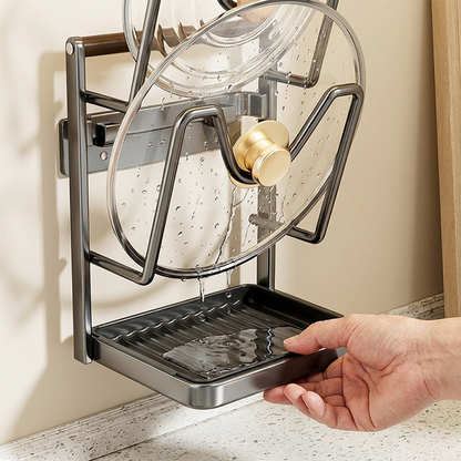 Kitchen Pot Lid and Cutting Board Organizer Rack