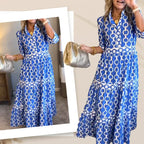 🌸💐Women’s Geometric Print V-Neck Maxi Dress