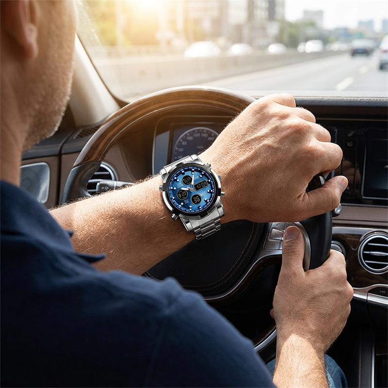 Waterproof Military Watch for Men – Analog-Digital, Stainless Steel & Shock-Resistant 🛡️