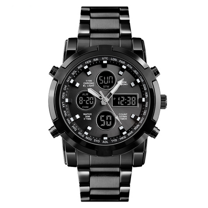 Waterproof Military Watch for Men – Analog-Digital, Stainless Steel & Shock-Resistant 🛡️