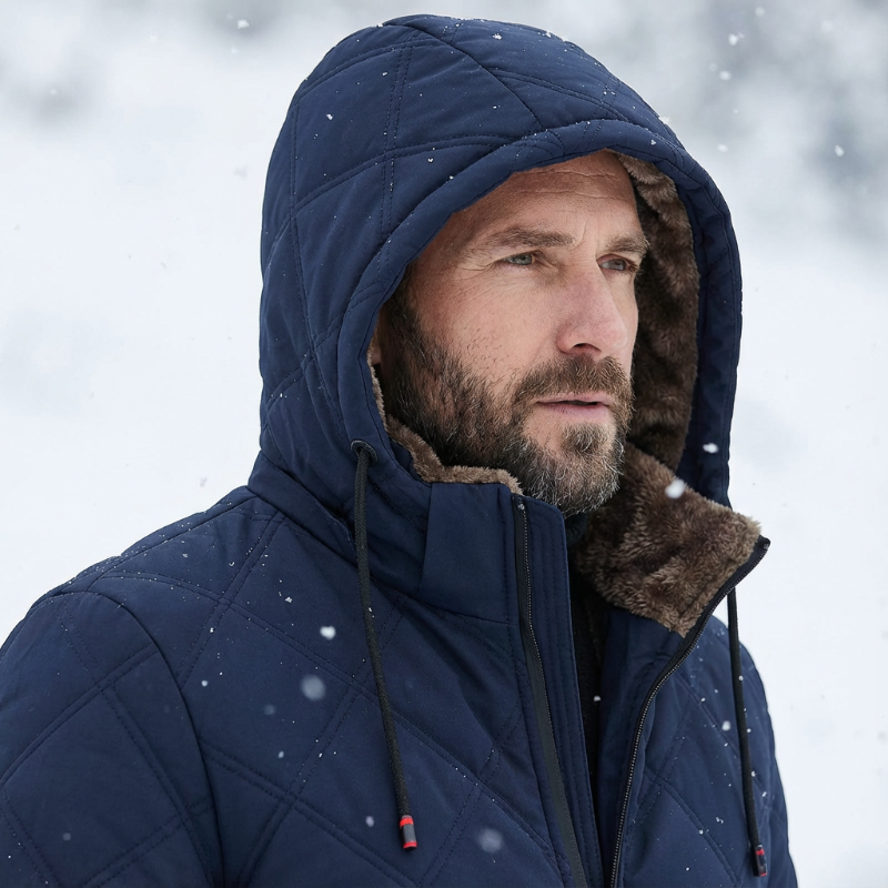Men's Plush-Lined Hooded Winter Jacket