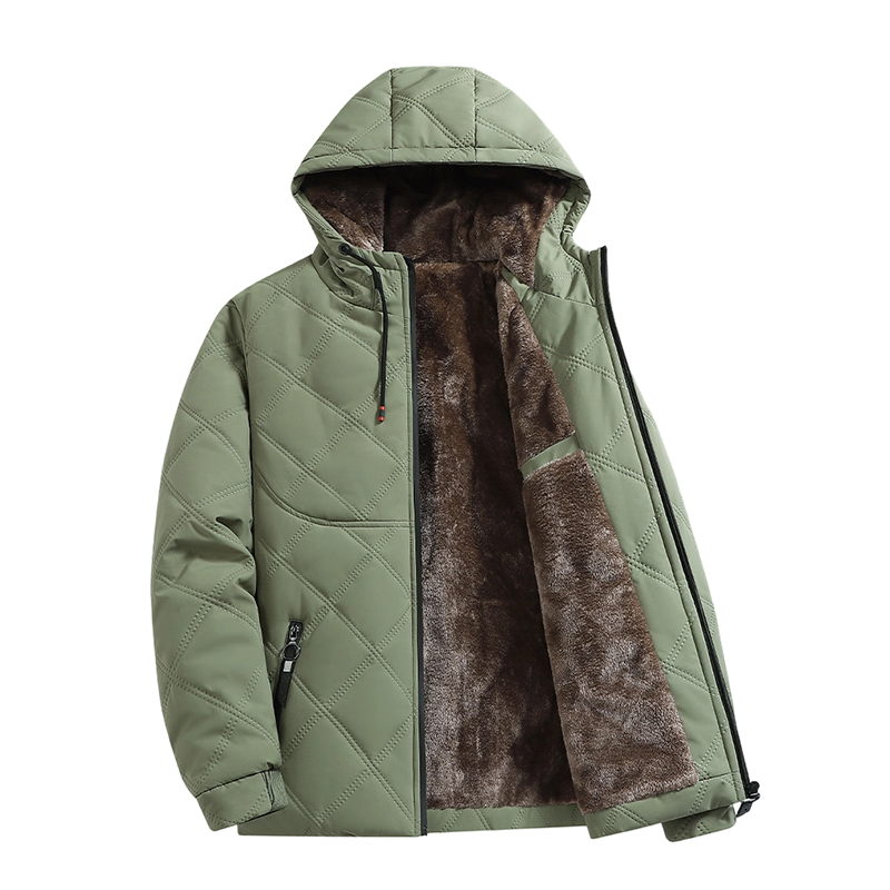 Men's Plush-Lined Hooded Winter Jacket