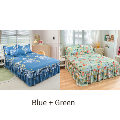 🛏️ 3-Piece Ruffled Bed Skirt Set – Elegant Design, Easy Fit & Complete Coverage 🛌