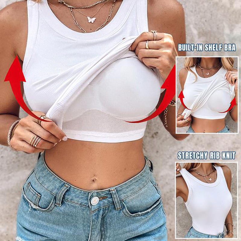 ⚡50K+ SOLD!🔥Women's Ribbed Tank Top with Shelf Bra