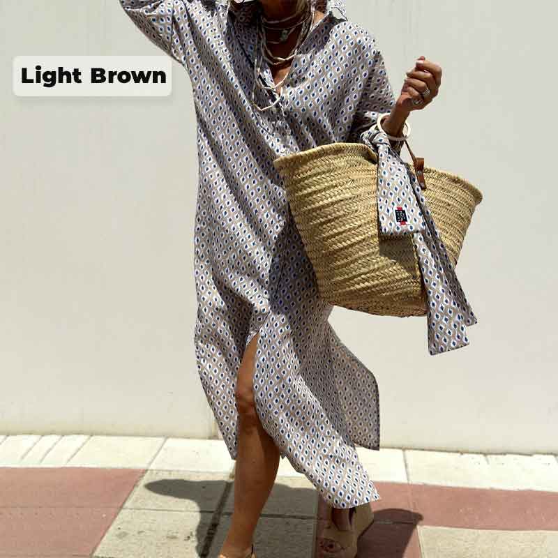 Classic Striped Lace-Up Shirt Dress