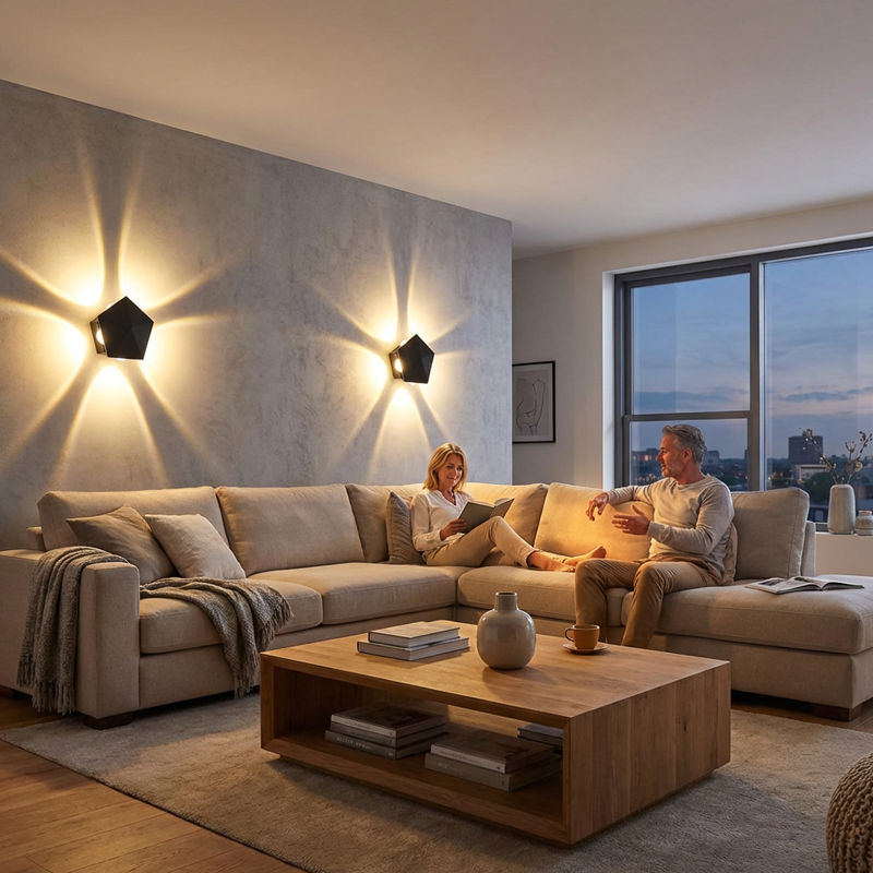 Modern LED Wall Sconce with Geometric Light Effect