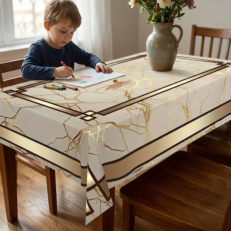 Waterproof Marble-Print Tablecloth