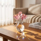 Everlasting Crystal Rose Flower Figurine in Vase