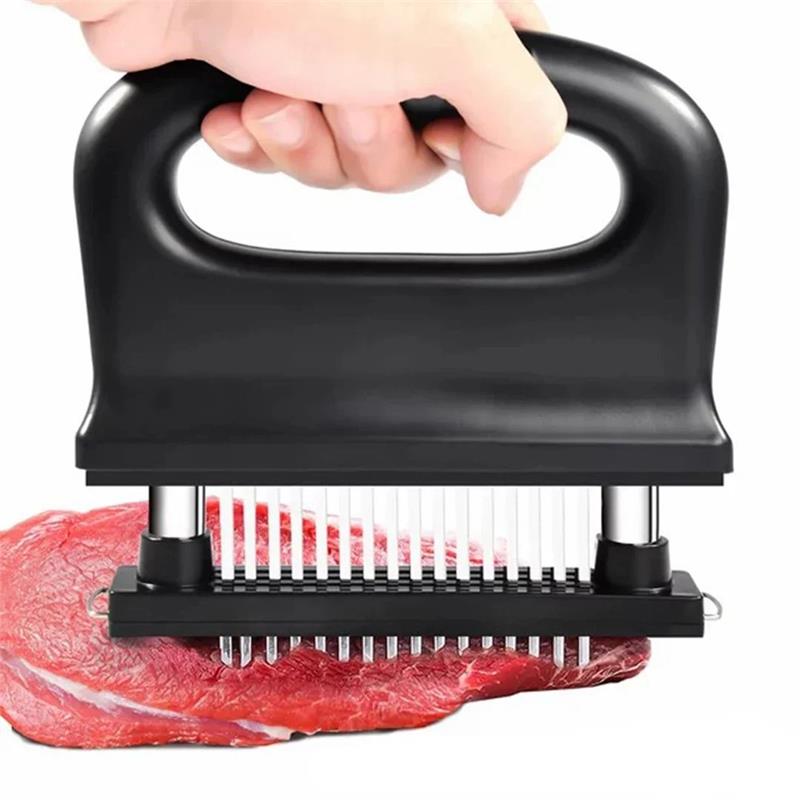 🎉 Meat Tenderizer with 48 Stainless Steel Blades – Tenderize in Seconds, Dishwasher-Safe & Safe Storage Cover Included! 🔪