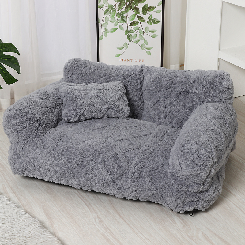 💎 Plush Calming Pet Sofa Bed – Raised Rim, Removable Cover & Non-Slip Bottom for Cats & Dogs 🛋️🐾