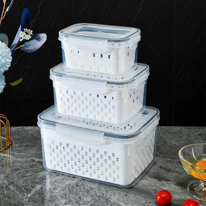 🍓✨ 3-PC Fruit Container Set – Removable Colander, Leak-Proof & Stackable 🧊