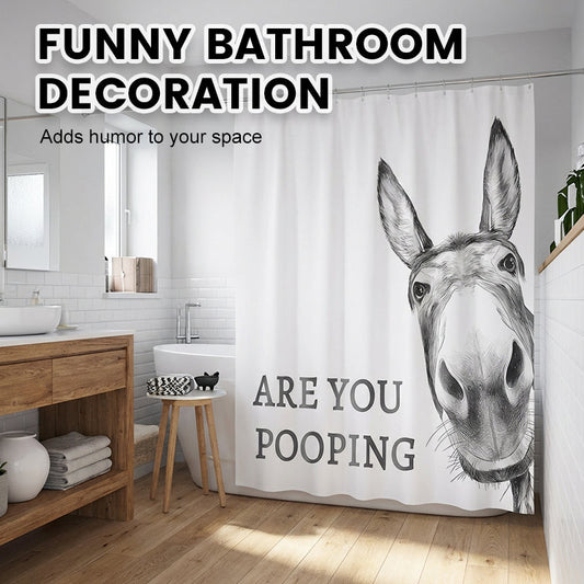 Funny Donkey Shower Curtain with Hooks