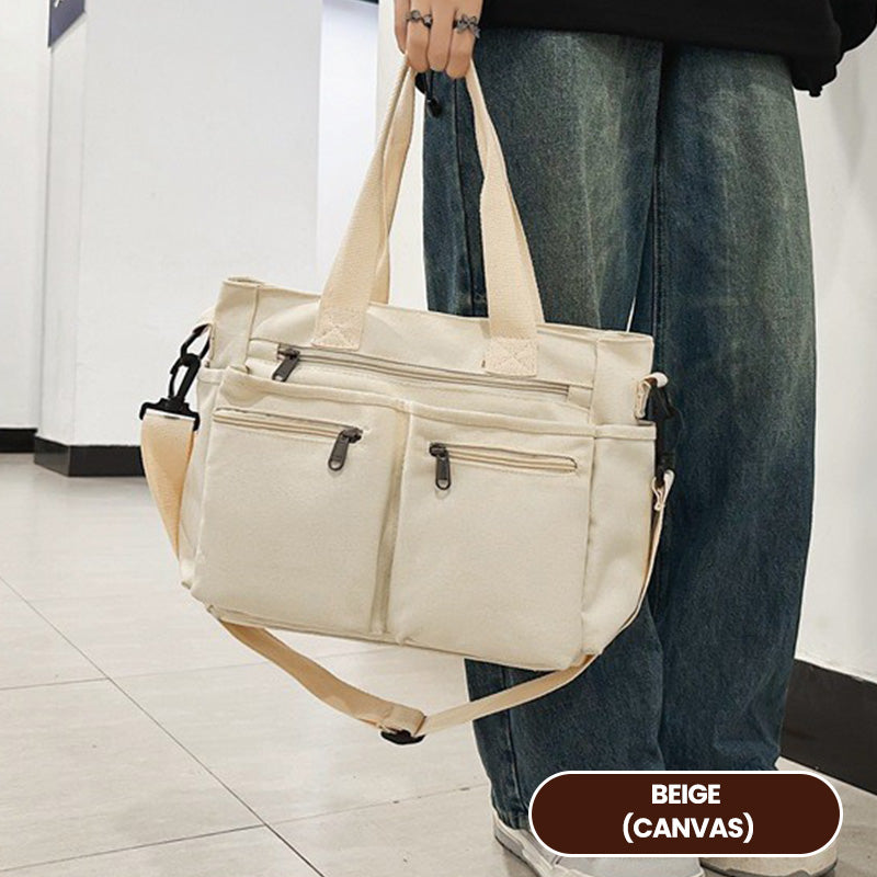 👜✨Vintage Solid Color Shoulder Bag – Retro Collegiate Style, Spacious & Durable Corduroy/Canvas