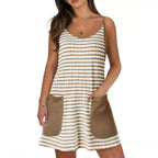 Women's Casual Striped Sleeveless Dress with Shorts
