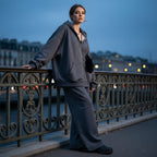 Women's Glitter Zip-Up Hoodie and Wide-Leg Pants Set